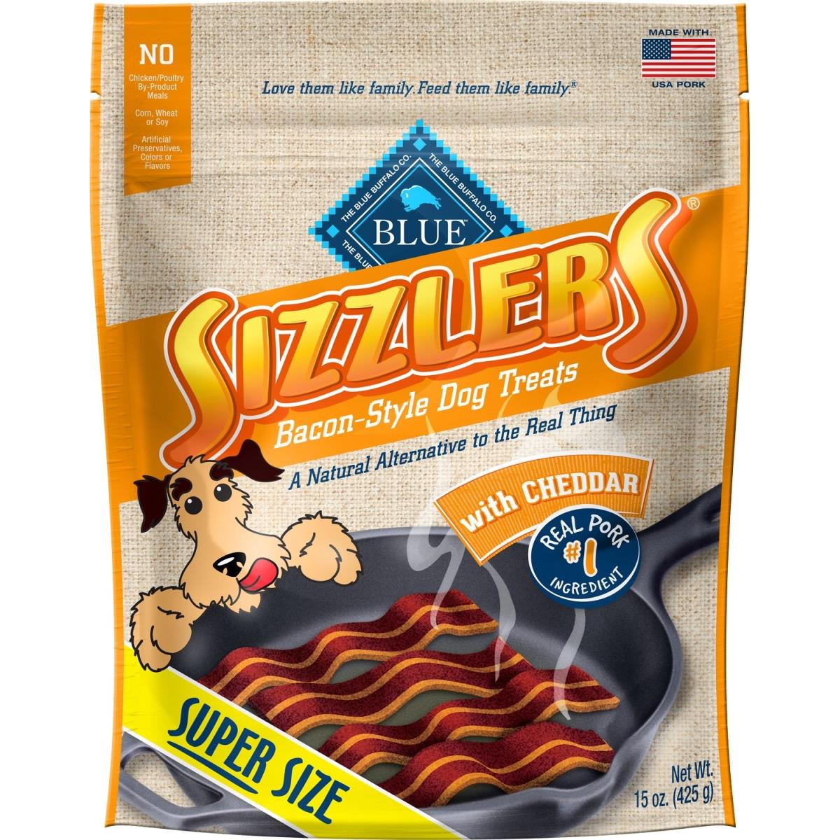 Bb12199 Sizzlers With Cheddar Bacon-style Dog Treats - 15 Oz Bag