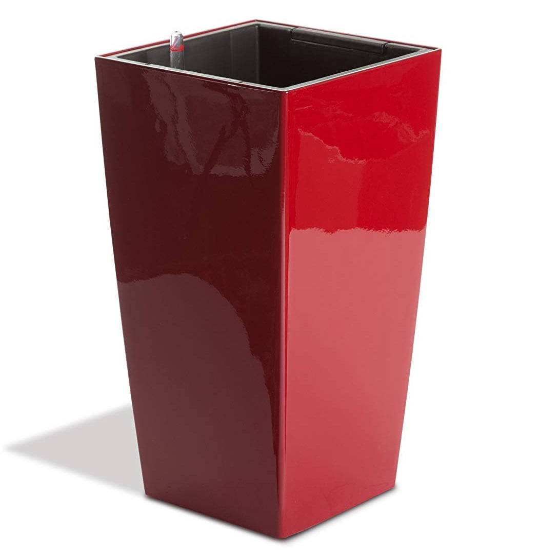 11504 22 In. Self Watering Square Modena Planter, Gloss Red