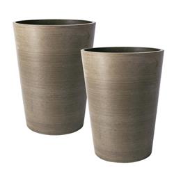 16821 11 X 8 X 8 In. Valencia Round Planter Pot, Taupe - Pack Of 2