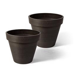 18126 8 X 10 X 10 In. Round Banded Planter, Chocolate, Pack Of 2