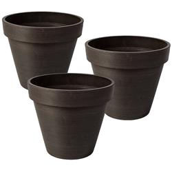 18131 4 X 4.25 X 4.25 In. Round Banded Planter, Brown - Pack Of 3