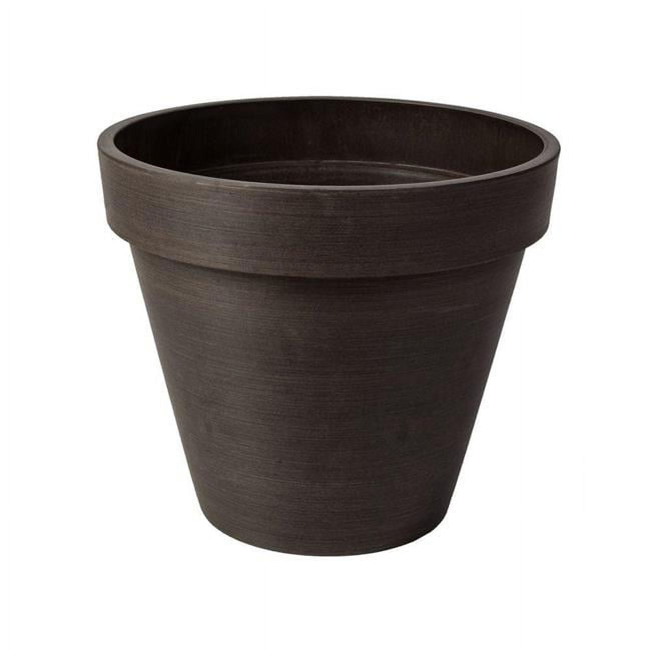 18135 12 X 14 X 14 In. Valencia Round Banded Planter Pot, Textured Brown