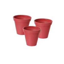 18231 4 X 4.25 X 4.25 In. Round Banded Planter, Red - Pack Of 3
