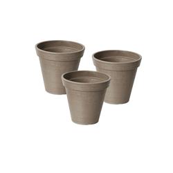 4 X 4.25 X 4.25 In. Round Banded Planter, Taupe - Pack Of 3