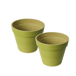 18926 8 X 10 X 10 In. Round Banded Planter, Green - Pack Of 2