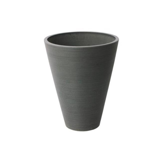 16229 11.4 In. Dia. X 14 In.valencia Round Taper Ribbed Planter - Charcoal