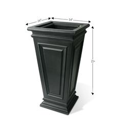 88208 27 X 14 In. Covington Self Watering Planter With Tall Square Taper - Black