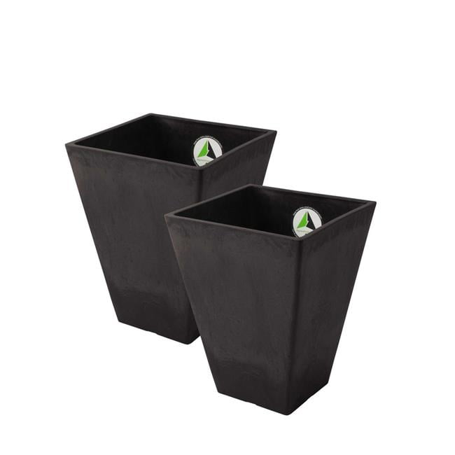 17328 Valencia 11.5 X 14 In. 2 Square Planters, Black - Pack Of 2