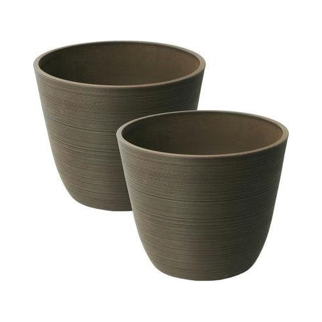 23136 Valencia 14 In. Dia. By 11 In. 2 Round Curve Planters, Ribbed Chocolate - Pack Of 2