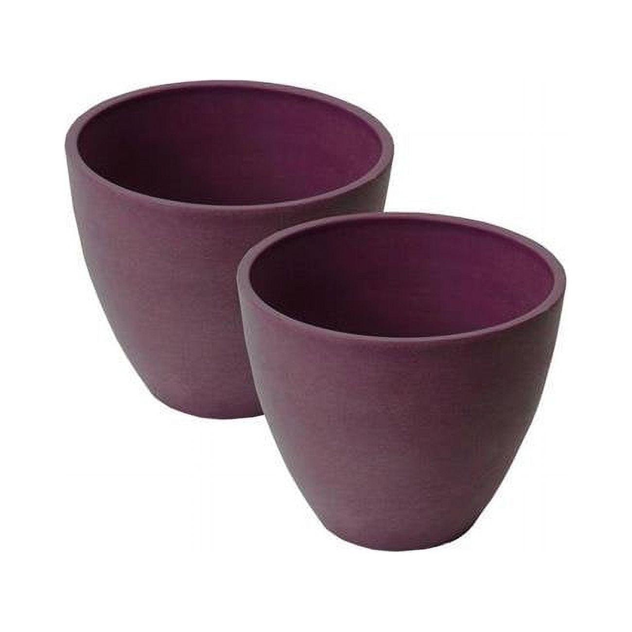 23526 Valencia 10 In. Dia. By 8.3 In. Height 2 Round Taper Curve Planters, Spun Purple - Pack Of 2