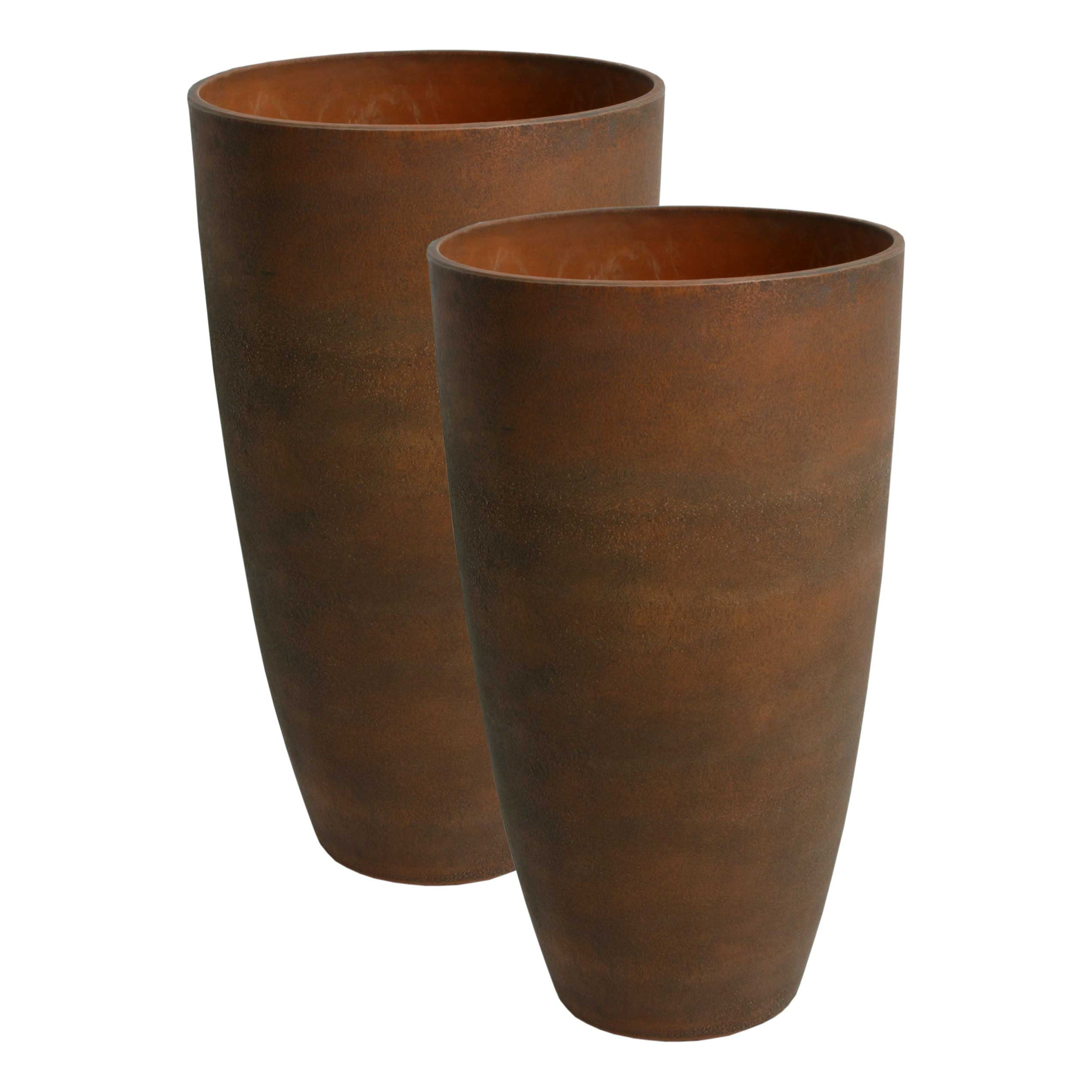 43428 Acerra 11.5 In. By 20 In. Height Curved Vase Planters, Rust - Pack Of 2