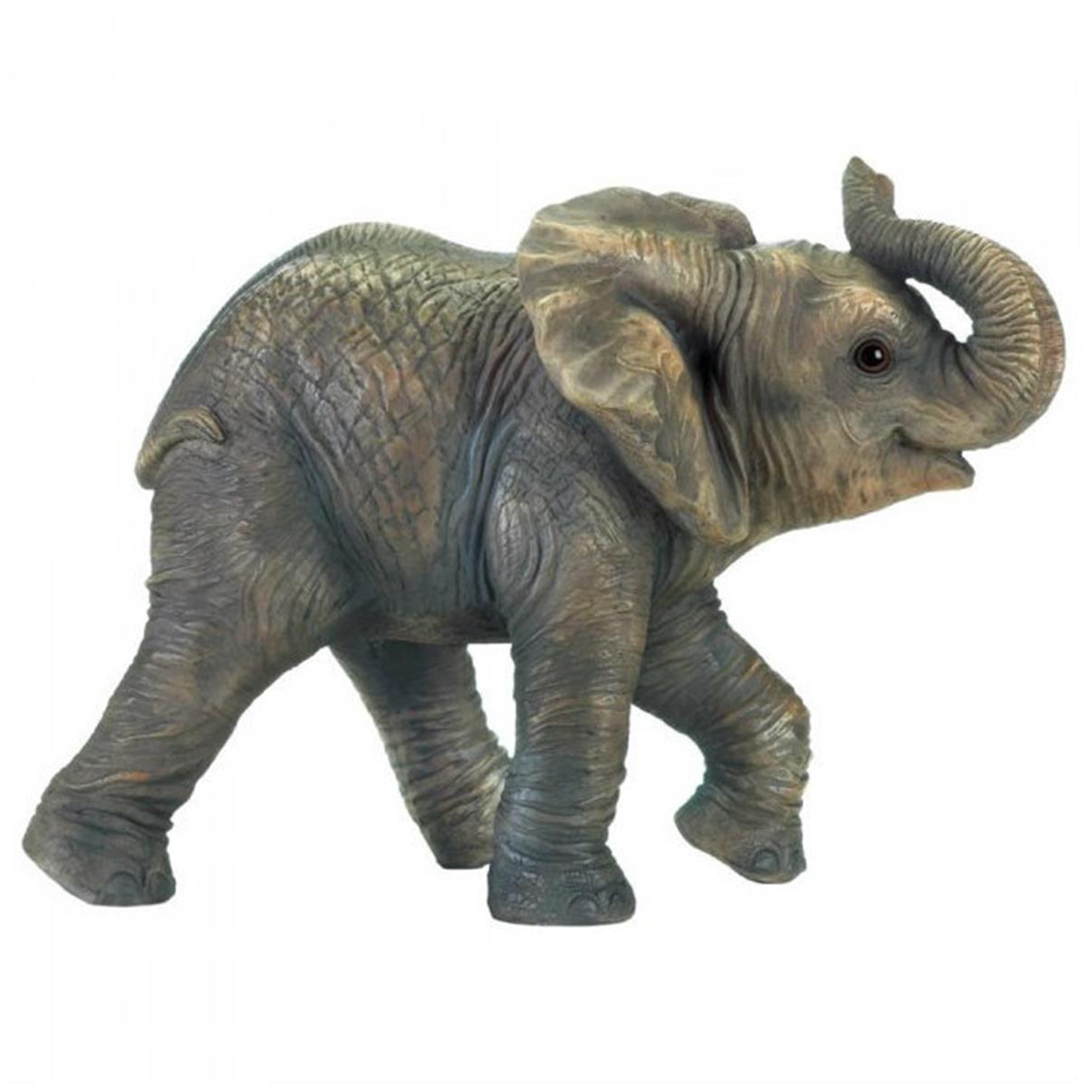 10018250 Realistic Happy Elephant Figurine