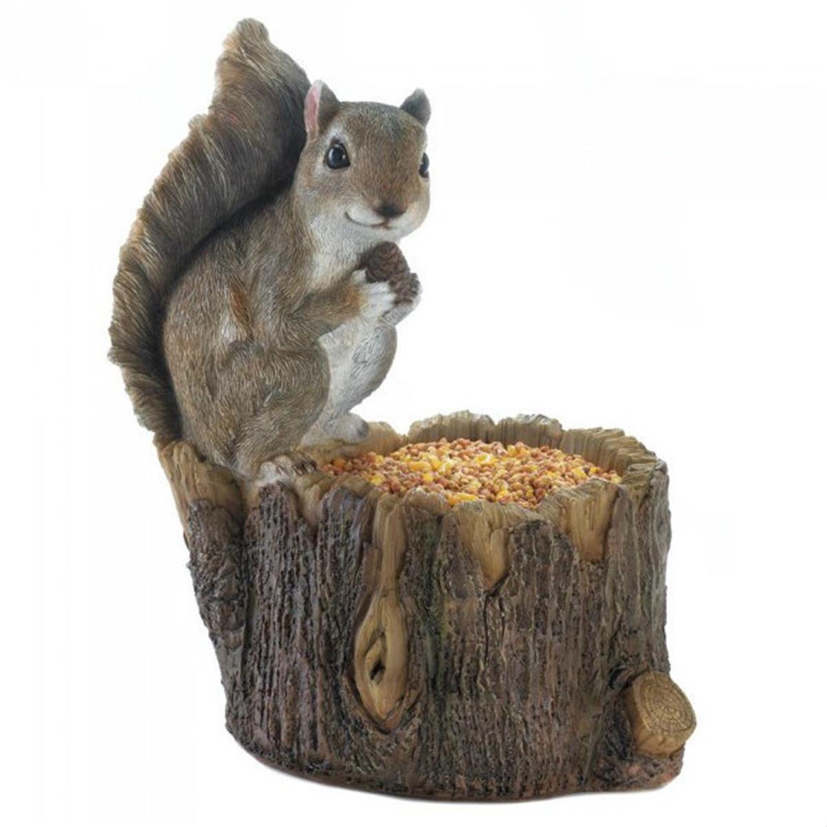 10018251 Squirrel With Tree Trunk Bird Feeder