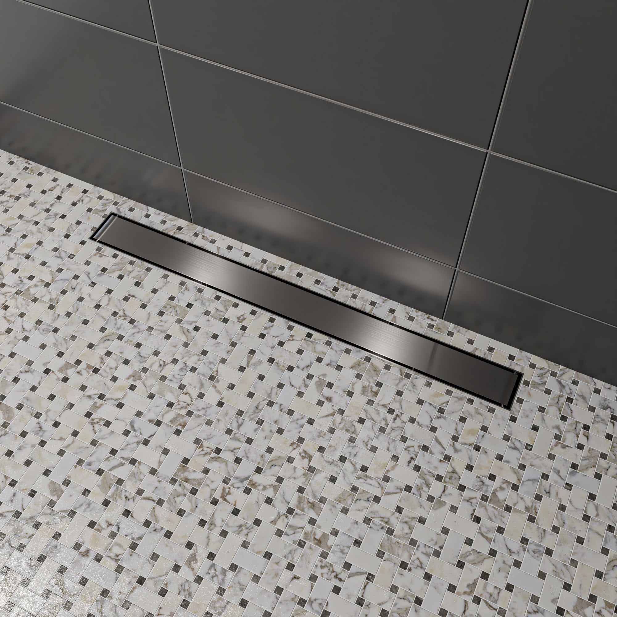 32 In. Modern Stainless Steel Linear Shower Drain With Solid Cover