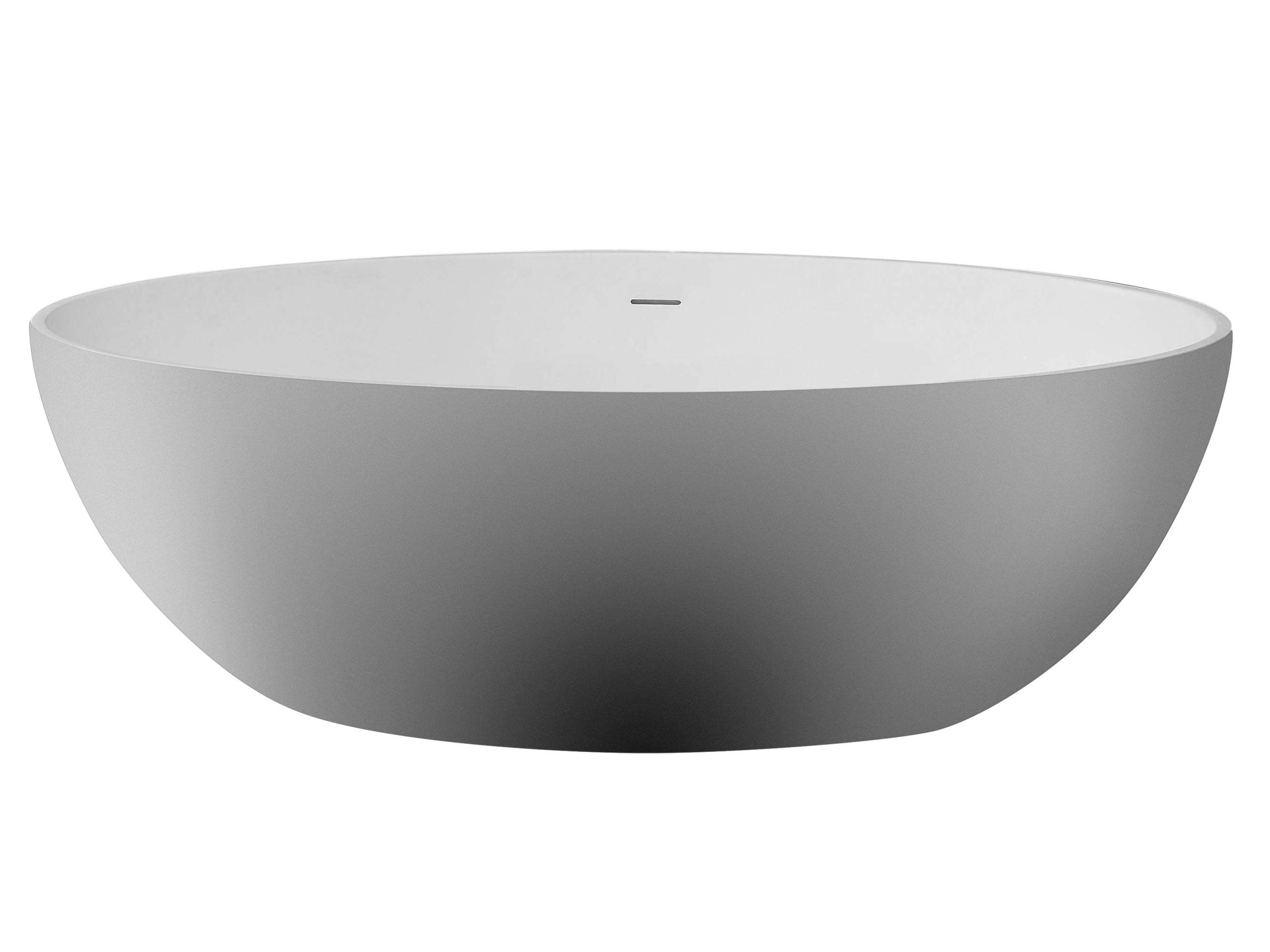 67 In. White Oval Solid Surface Smooth Resin Soaking Bathtub