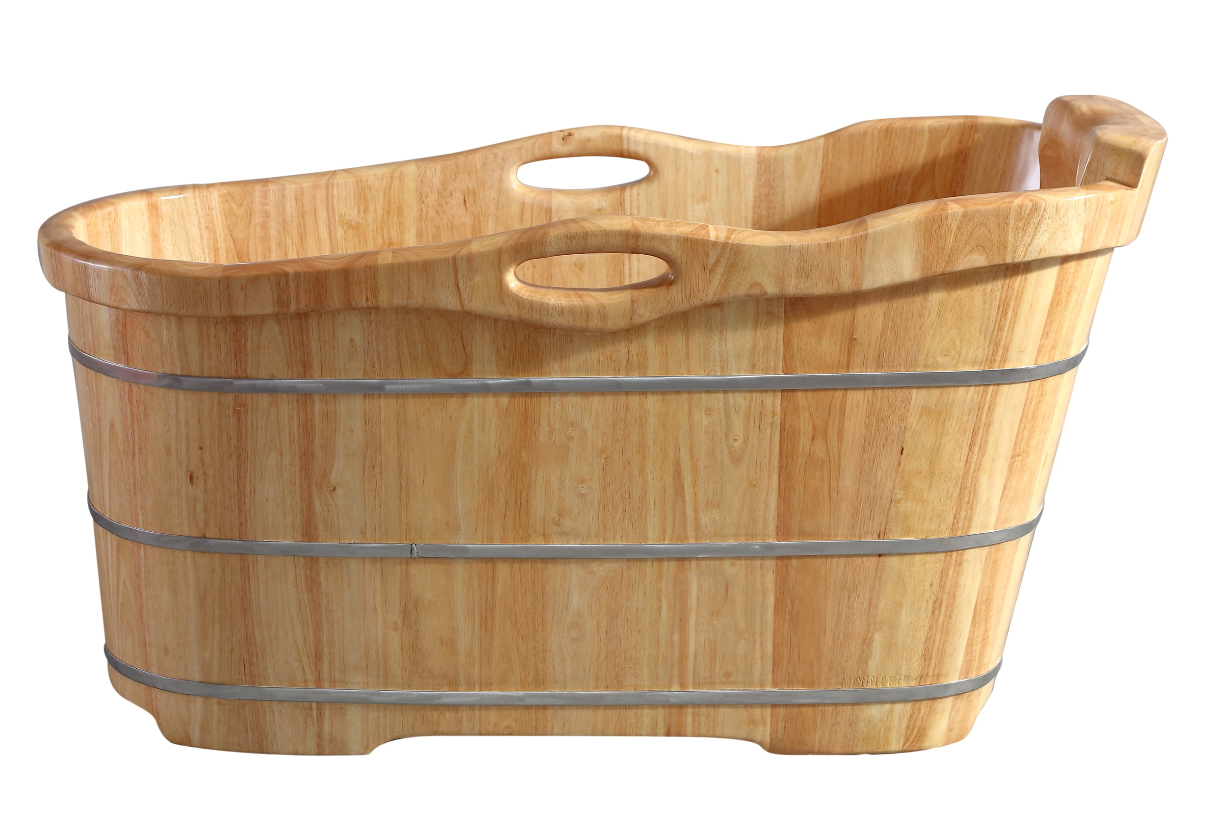Ab1187 57 In. Free Standing Wooden Soaking Bathtub With Headrest