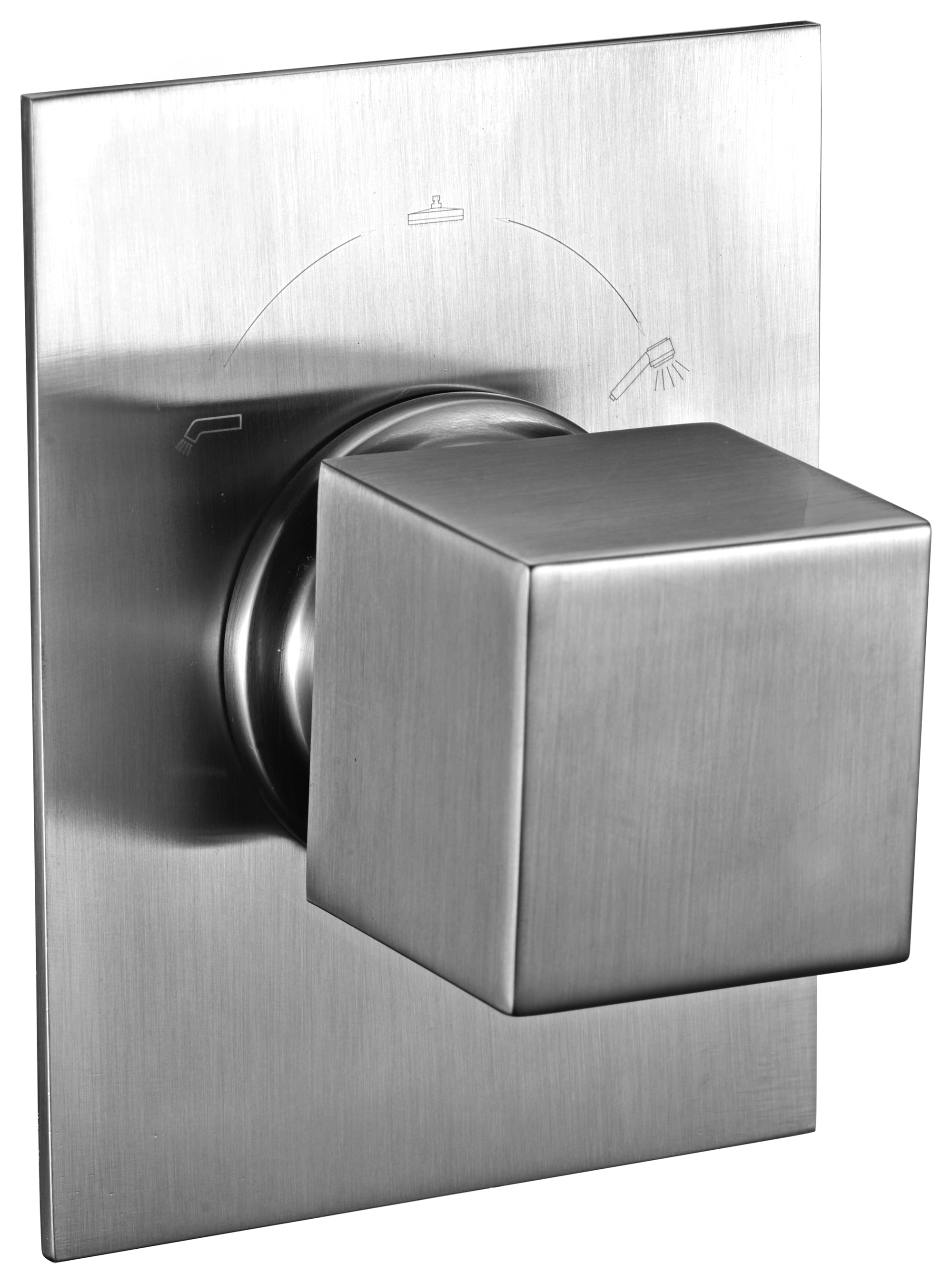 Ab9209-bn Brushed Nickel Modern Square 3 Way Shower Diverter