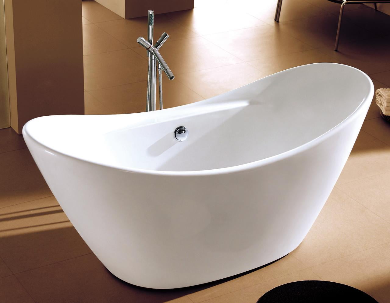 Ab8803 68 In. White Oval Acrylic Free Standing Soaking Bathtub