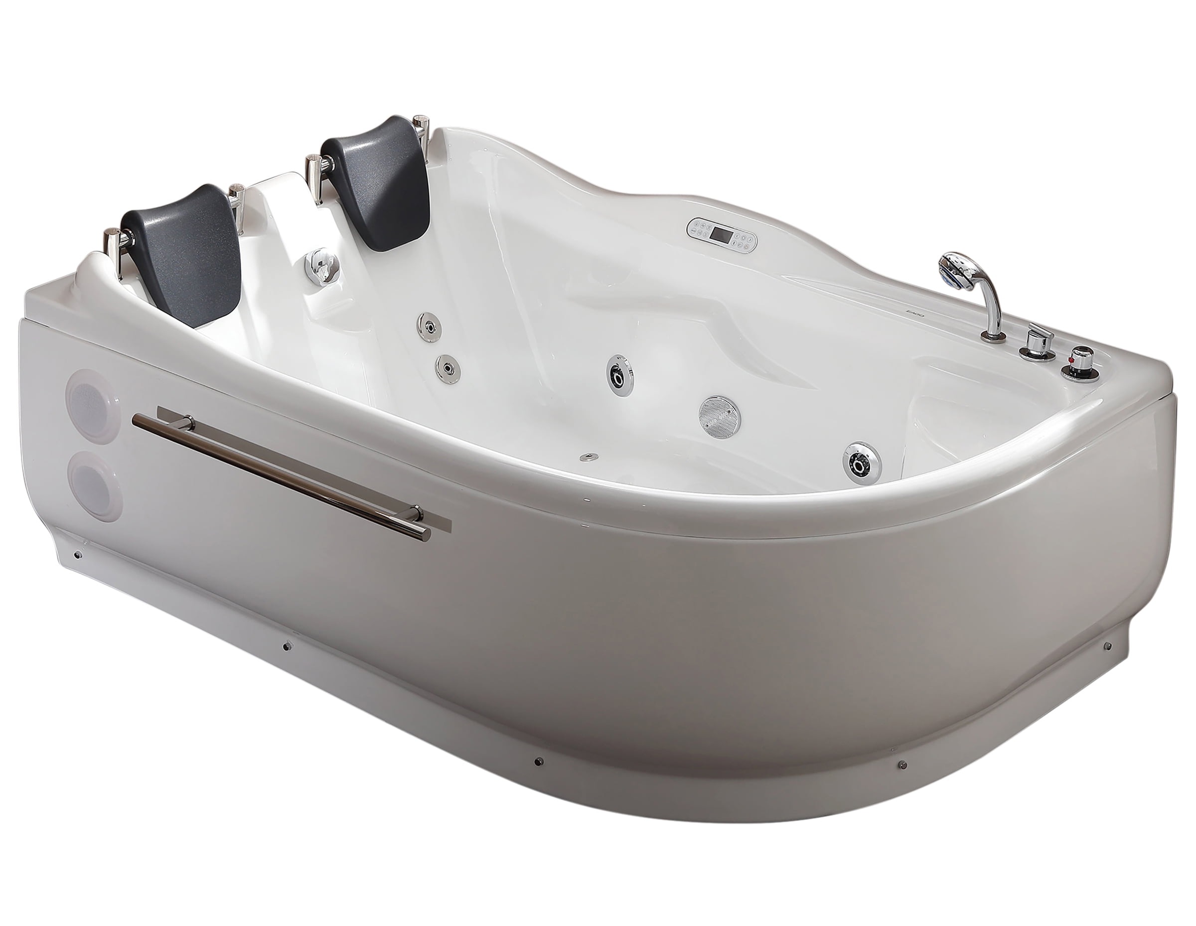 Am124etl-r 6 Ft. Right Corner Acrylic White Whirlpool Bathtub For Two