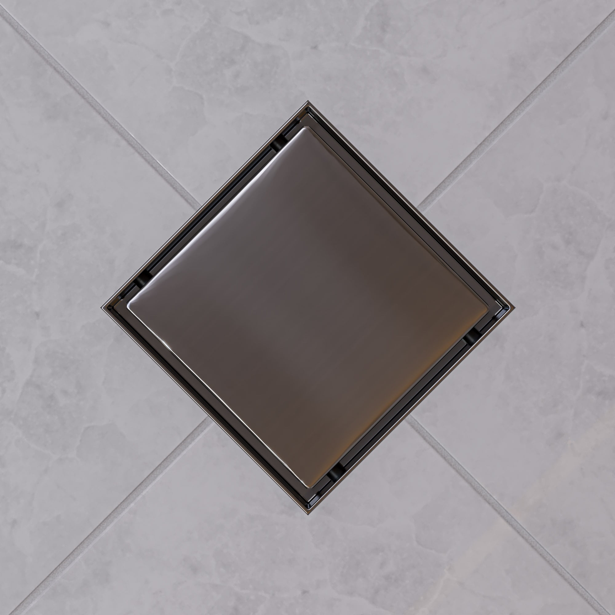 Absd55b-pss Modern Square Polished Stainless Steel Shower Drain With Solid Cover - 5 X 5 In.