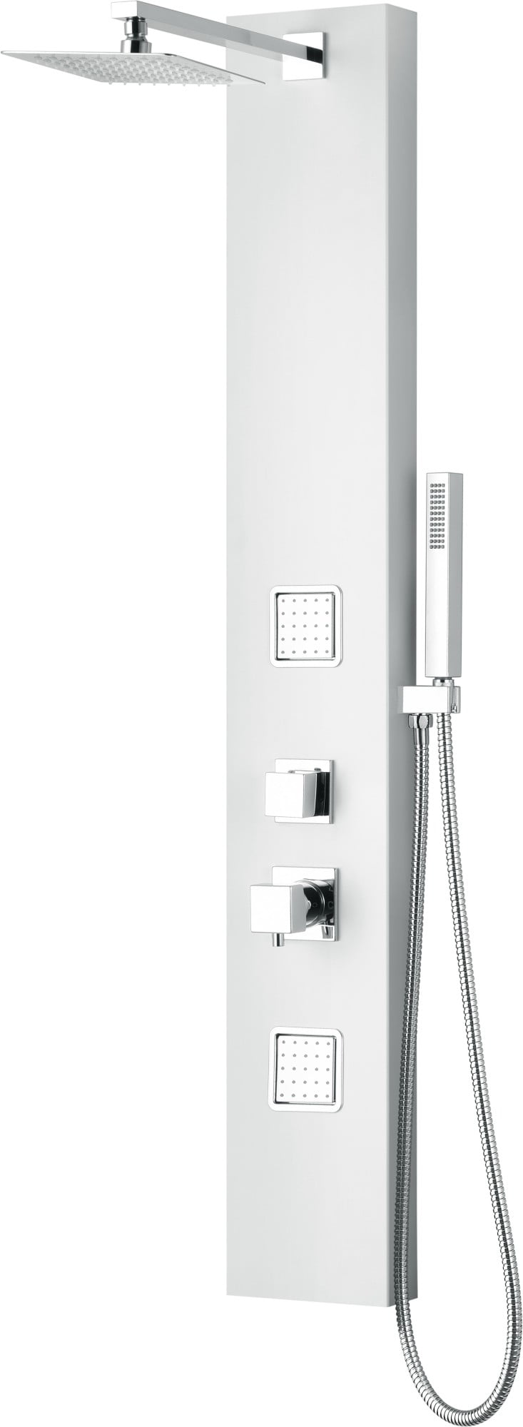 Absp60w White Aluminum Shower Panel With 2 Body Sprays & Rain Shower Head