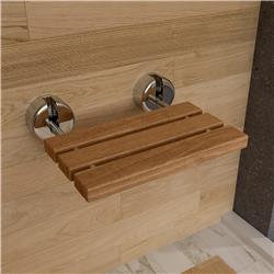 Abs16r-pc 16 In. Folding Teak Wood Shower Seat Bench With Polished Chrome Joints In Natural Wood