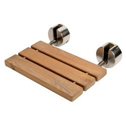 Abs16r-bn 16 In. Folding Teak Wood Shower Seat Bench With Brushed Nickel Joints In Natural Wood