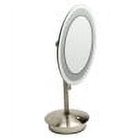 Abm9fled-bn 9 In. Tabletop Round 5x Magnifying Cosmetic Mirror With Light - Brushed Nickel