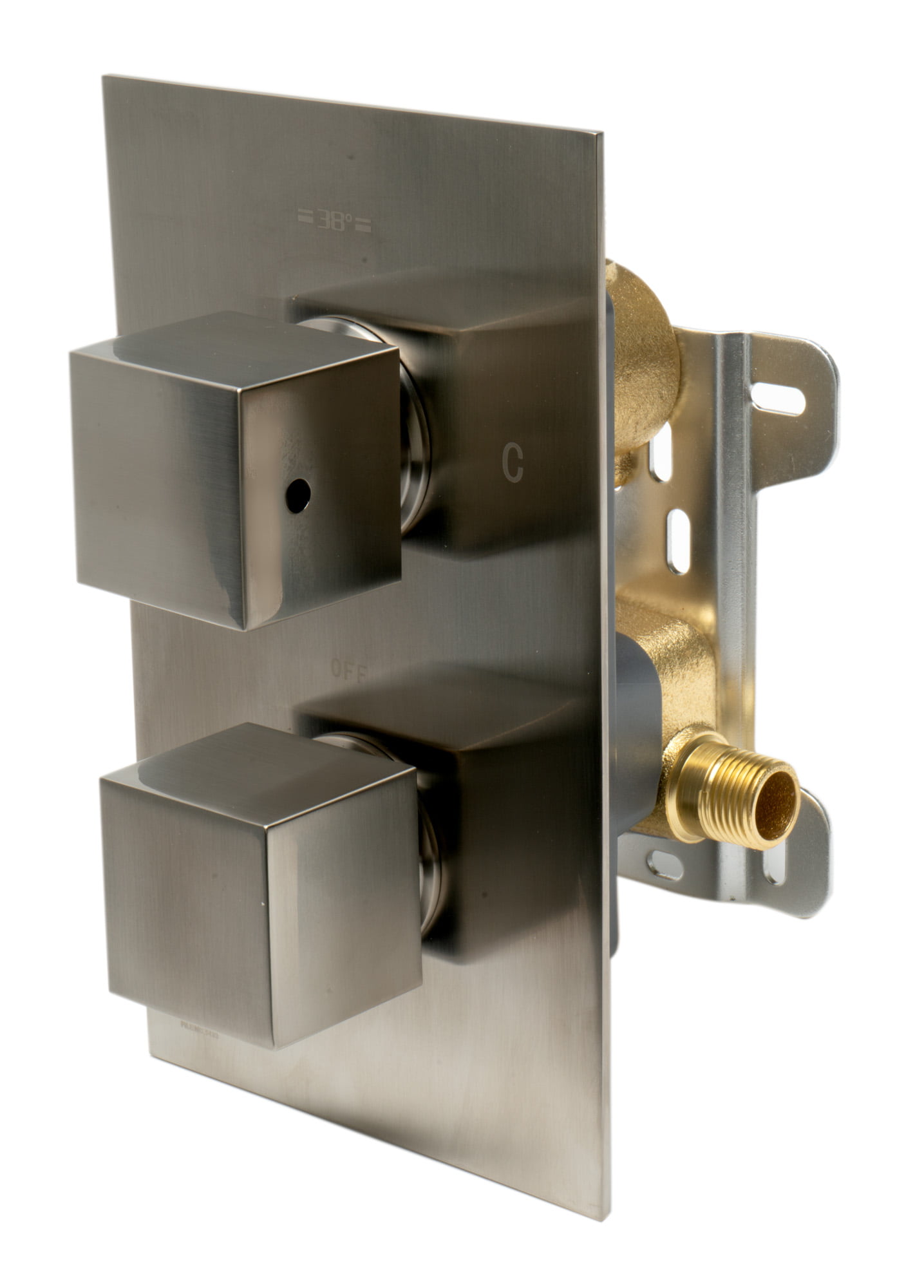 Ab2601-bn Square Knob 1 Way Thermostatic Shower Mixer - Brushed Nickel