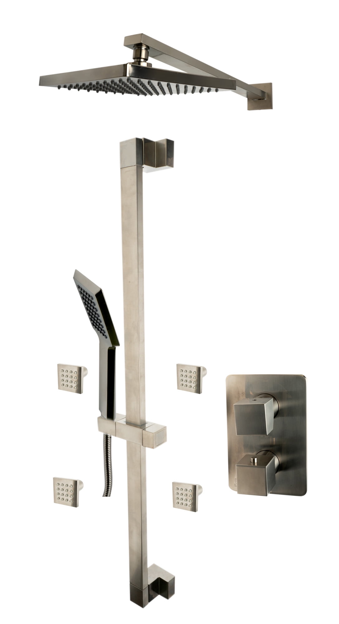 Ab2287-bn 3 Way Thermostatic Shower Set With Body Sprays - Brushed Nickel