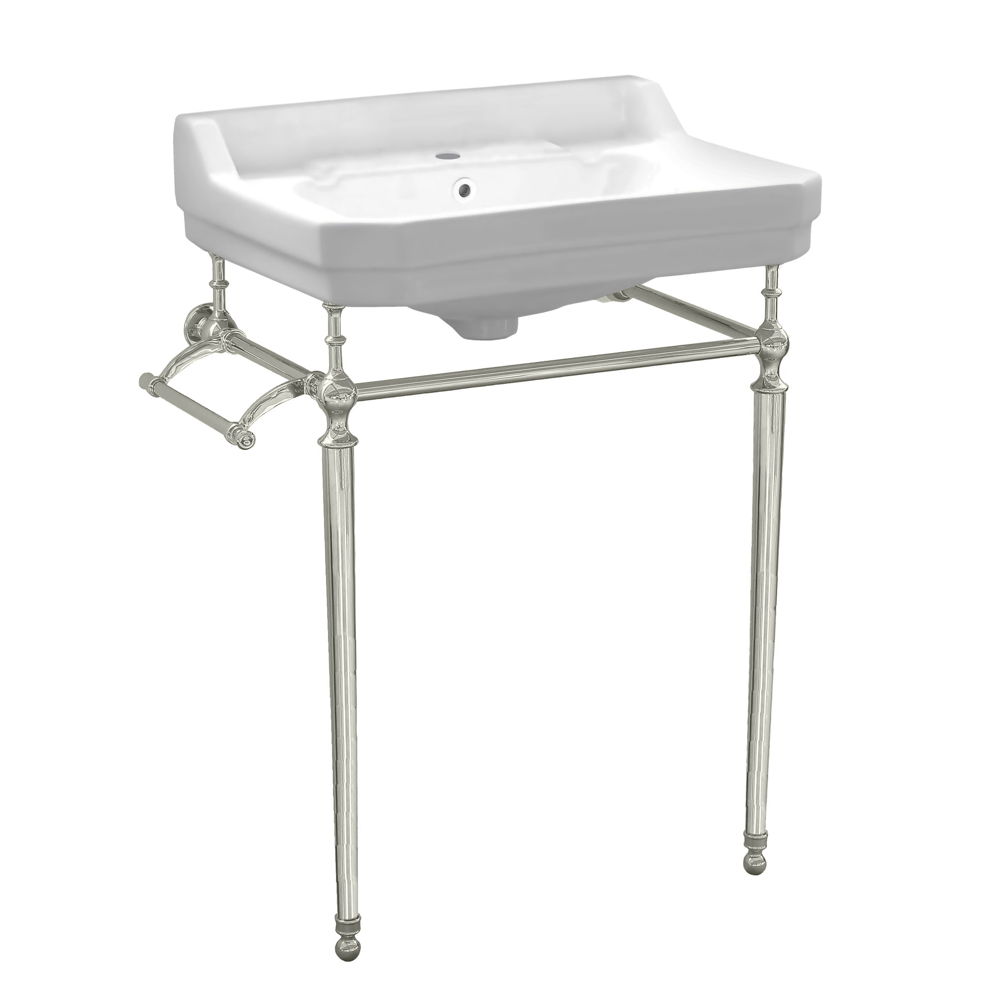 Whv024-l33-1h-pn Victoriahaus Console With Integrated Rectangular Bowl - Polished Nickel