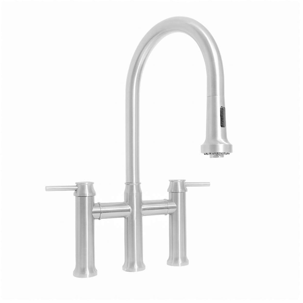 Whs6900-pdk-pss Waterhaus Lead-free Solid Stainless Steel Bridge Faucet With A Gooseneck Swivel Spout - Polished Stainless Steel