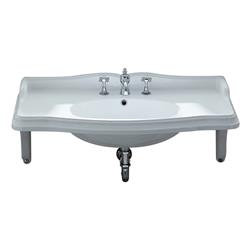 Ar864-mnslen-3h Isabell Collection Large & Rectangular China Wall Mount Basin With An Integrated Oval Bowl