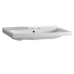 Lu024-3h Sabella Collection Rectangular China Wall Mount Basin With Chrome Overflow & Rear Center Drain