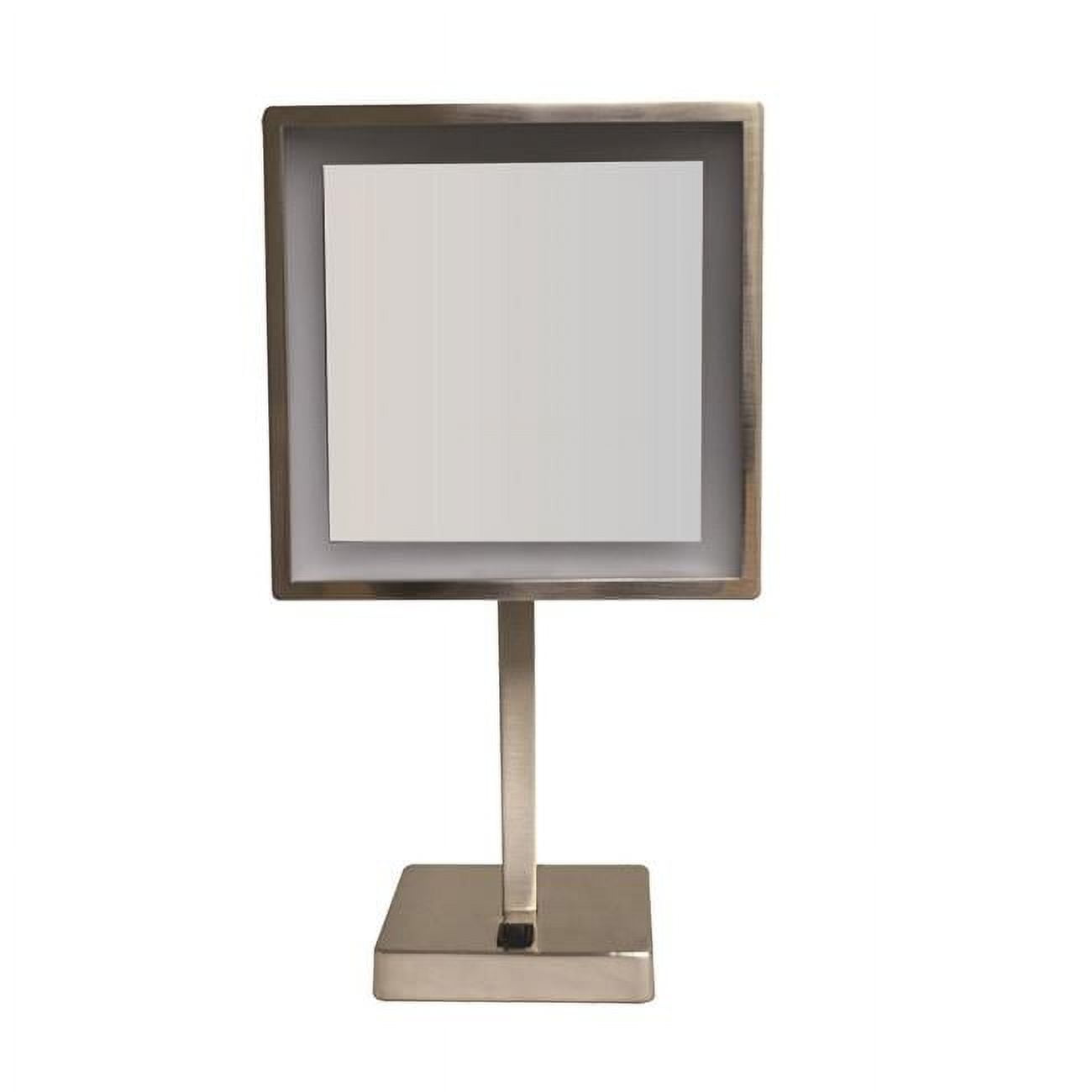 Whmr295-bn Square Freestanding Led 5x Magnified Mirror - Brushed Nickel