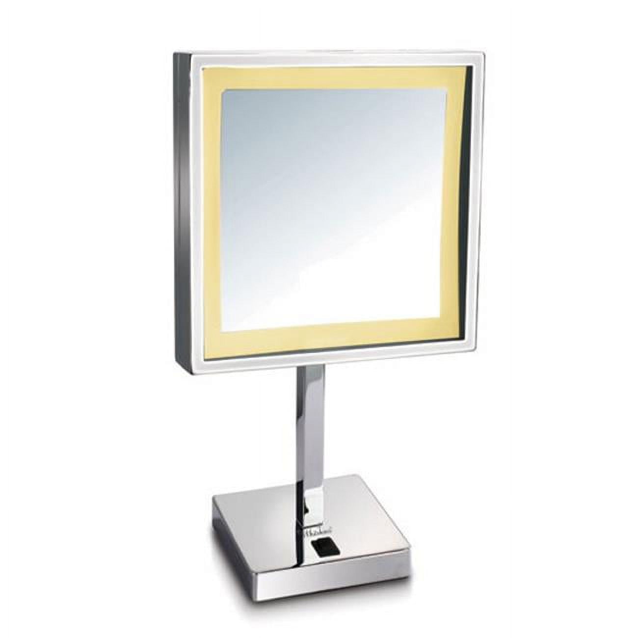 Whmr295-c Square Freestanding Led 5x Magnified Mirror - Polished Chrome