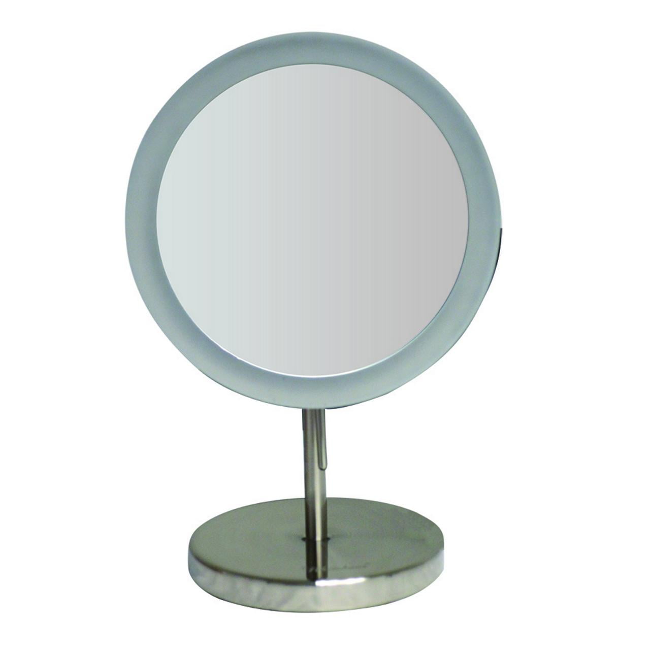 Whmr106-bn Round Freestanding Led 5x Magnified Mirror - Brushed Nickel