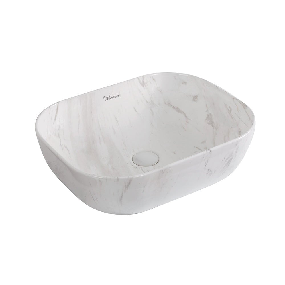 Wh71302-f12 Isabella Plus Collection Rectangular Above Mount Basin With Center Drain - Carrara White