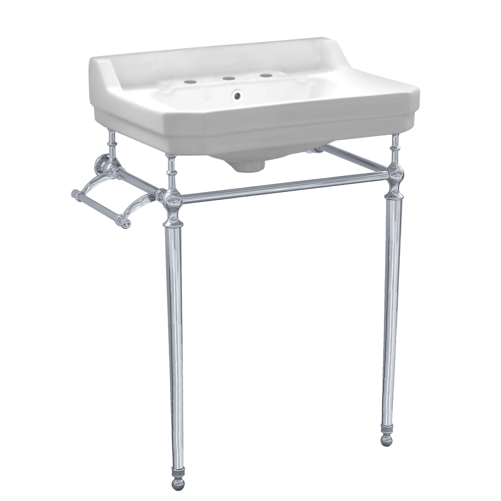 Whv024-l33-3h-c Victoriahaus Console With Integrated Rectangular Bowl & Three-hole - Polished Chrome