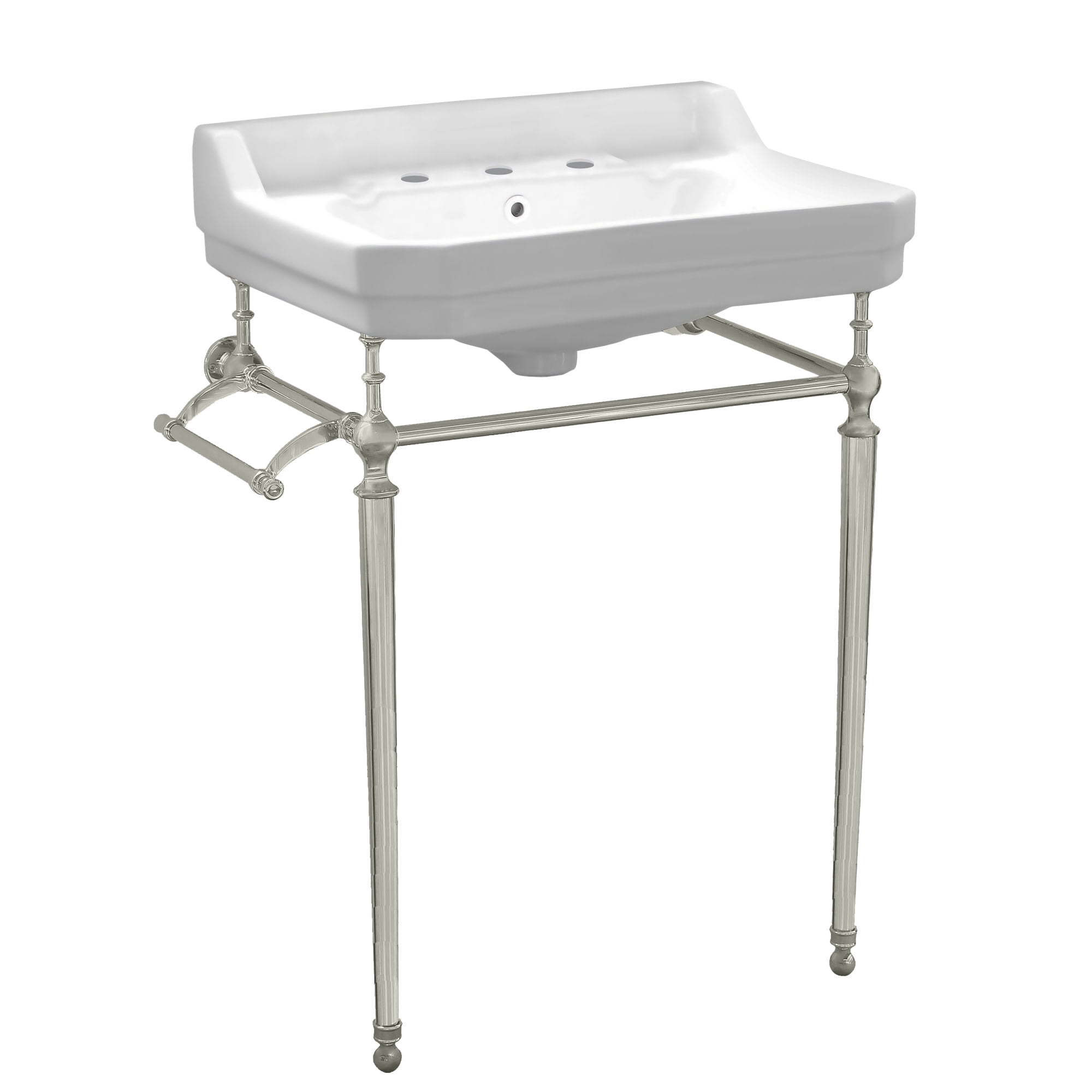Whv024-l33-3h-bn Victoriahaus Console With Integrated Rectangular Bowl & Three-hole - Brushed Nickel
