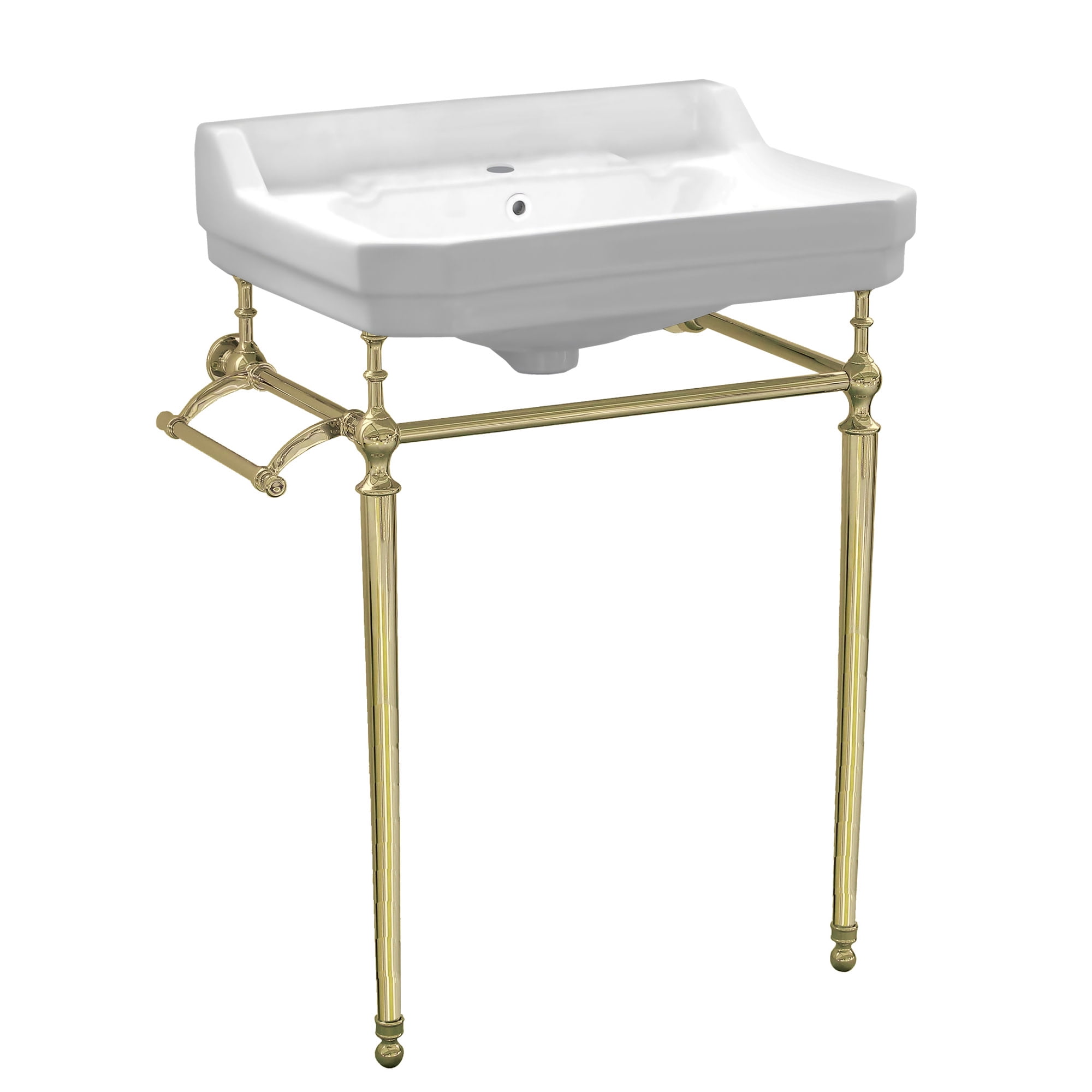 Whv024-l33-1h-b Victoriahaus Console With Integrated Rectangular Bowl & Single-hole - Polished Brass