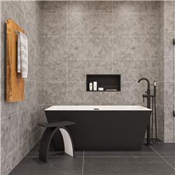 Ab8834 59 In. Rectangular Acrylic Free Standing Soaking Bathtub - Black & White