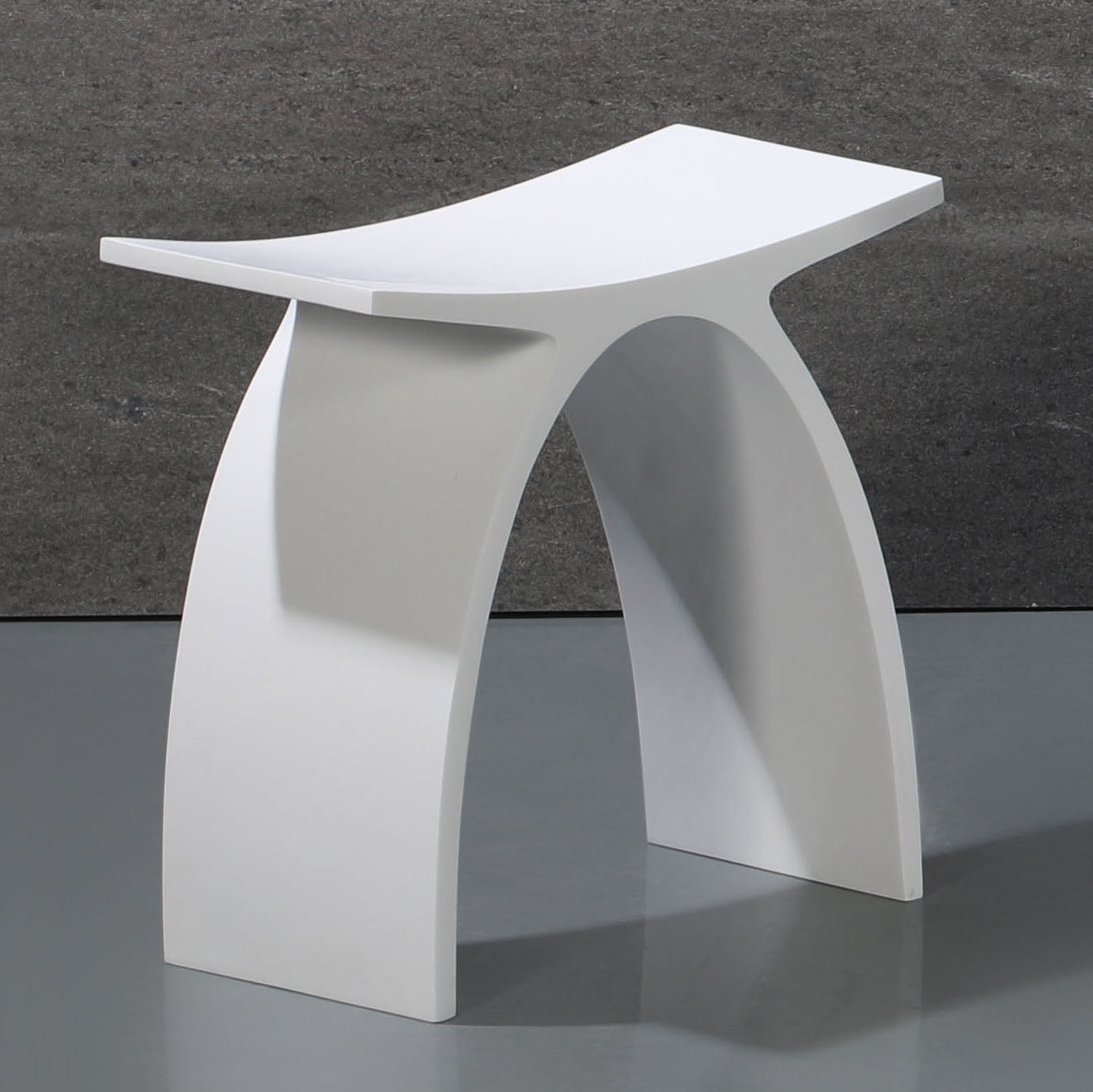 Abst77 Arched Solid Surface Resin Bathroom & Shower Stool, White Matte
