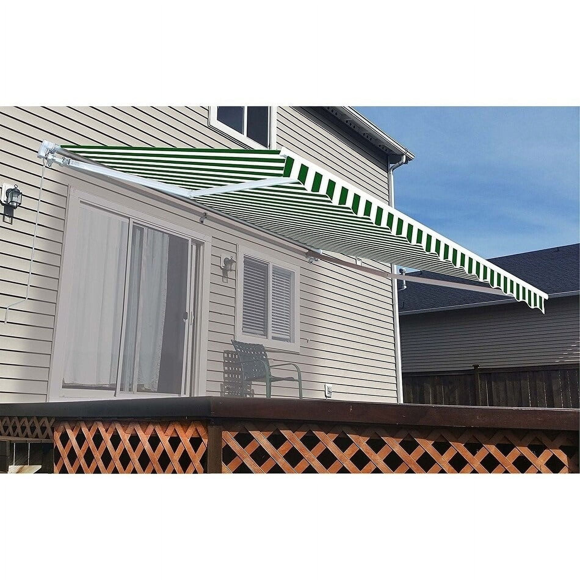 16 X 10 Ft. Retractable Outdoor Motorized Patio Awning, White & Green
