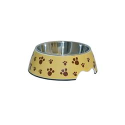 Lpb1506l-unb Large Pet Food Bowl Melamine With Steel Removable Bowl, Tan & Brown