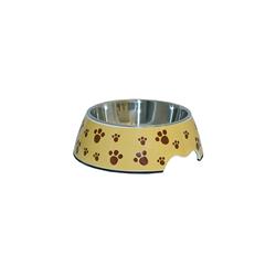 Lpb1506m-unb Medium Pet Food Bowl Melamine With Steel Removable Bowl, Tan & Brown