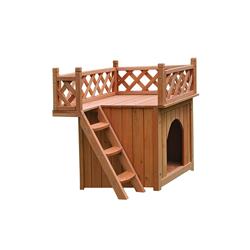 Dh28x20x25wd-unb 28 X 20 X 25 In. Wooden Dog Kennel Pet Home Side Steps Balcony Pet Lounger