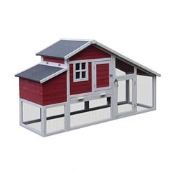Sbs019rw-unb 80.3 X 29.5 X 45.7 In. Wooden Poultry Hutch Rabbits Chickens Hen Coop Cage, White & Red
