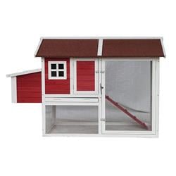 Dxh021-unb Multi Level Barn Style Fir Wood Chicken Coop Or Rabbit Hutch With Divided Nesting Area
