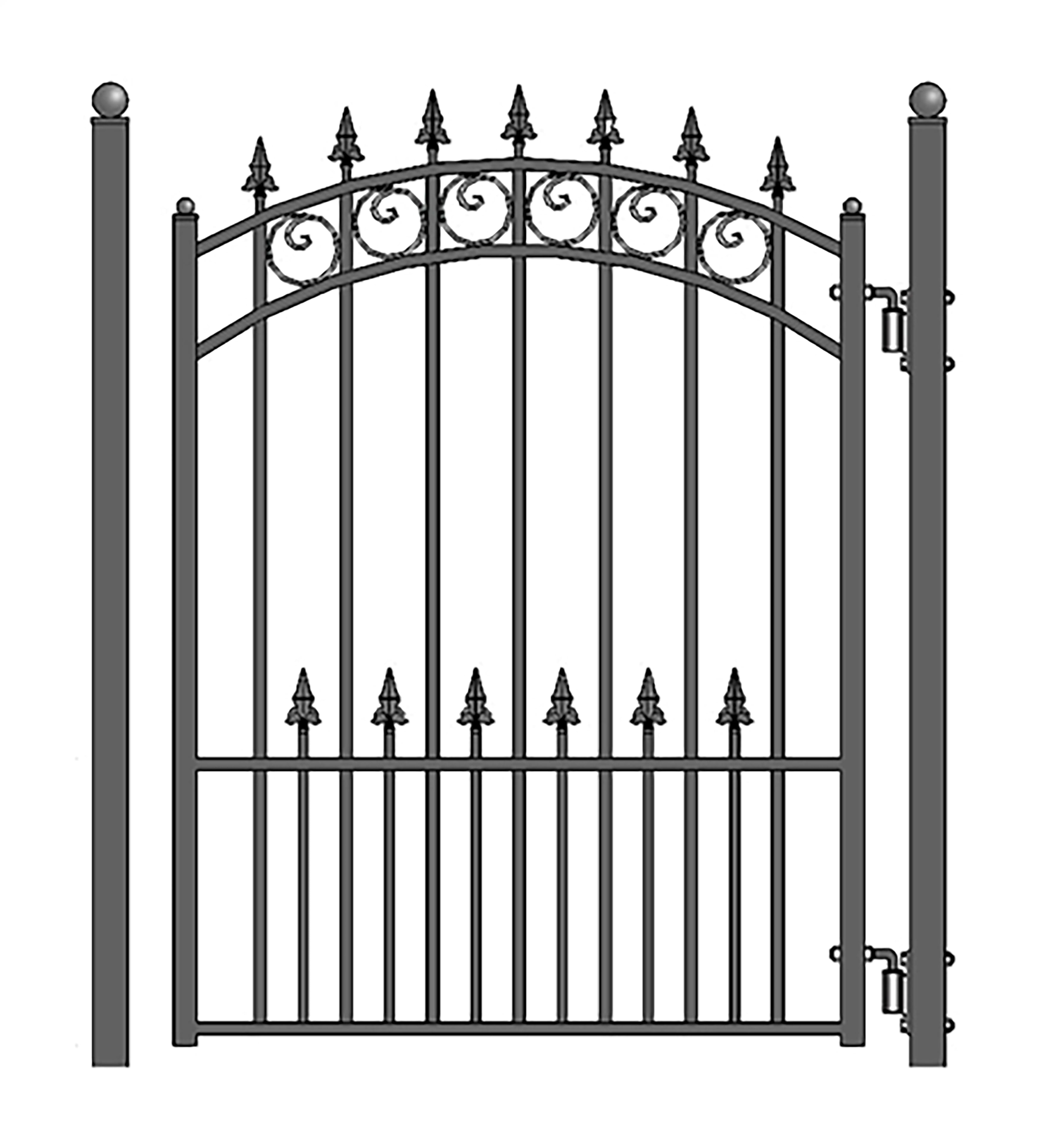 Pgpra-unb 5 Ft. Prague Style Iron Pedestrian Gate, Black